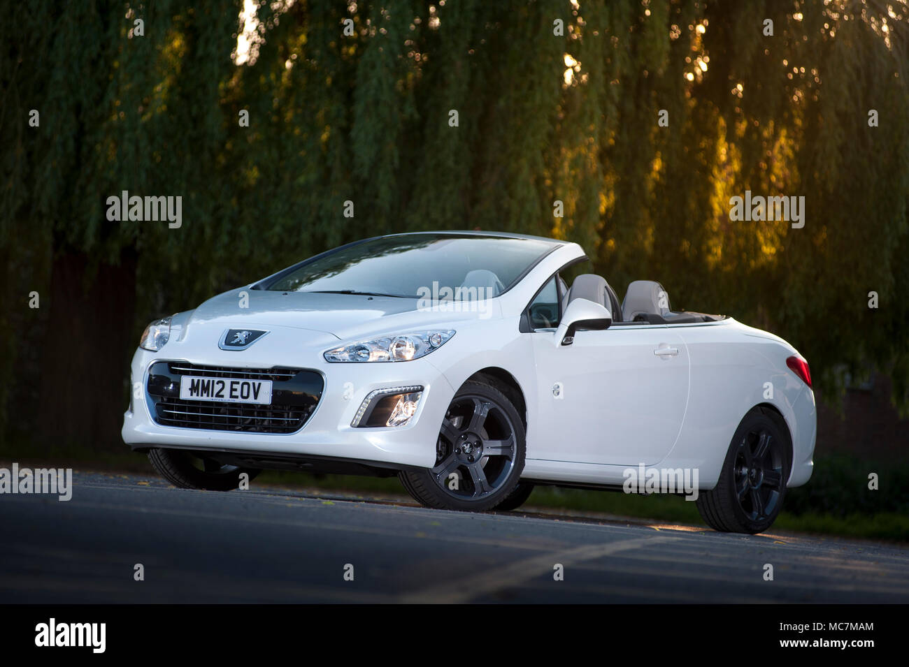 White Peugeot 308cc Roland Garros convertible sports car. Stock Photo