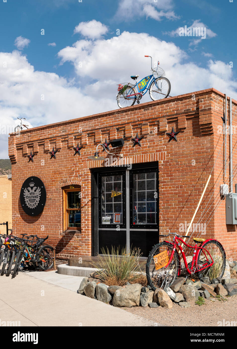 Sub Culture Cyclery; National Historic District; bicycle shop in downtown Salida; Colorado; USA Stock Photo
