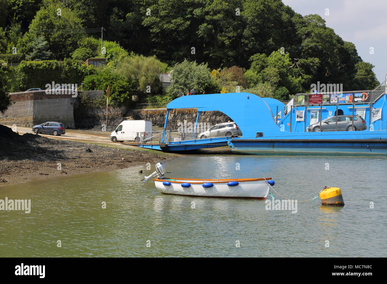 the king harry chain ferry in across the river fal cornwall Stock Photo