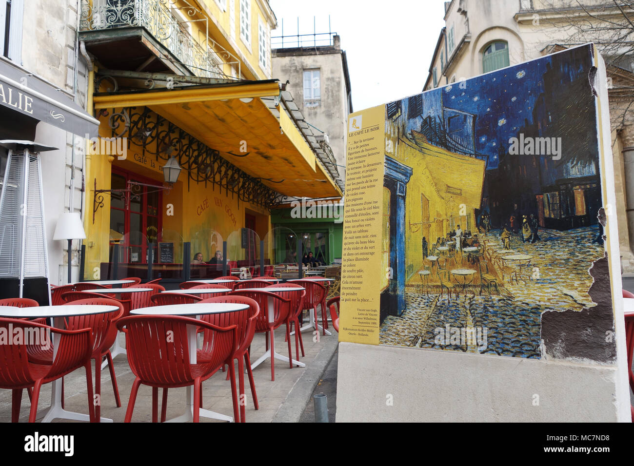 'Le Cafe le Soir' which Vincent Van Gogh painted in 1888 Stock Photo