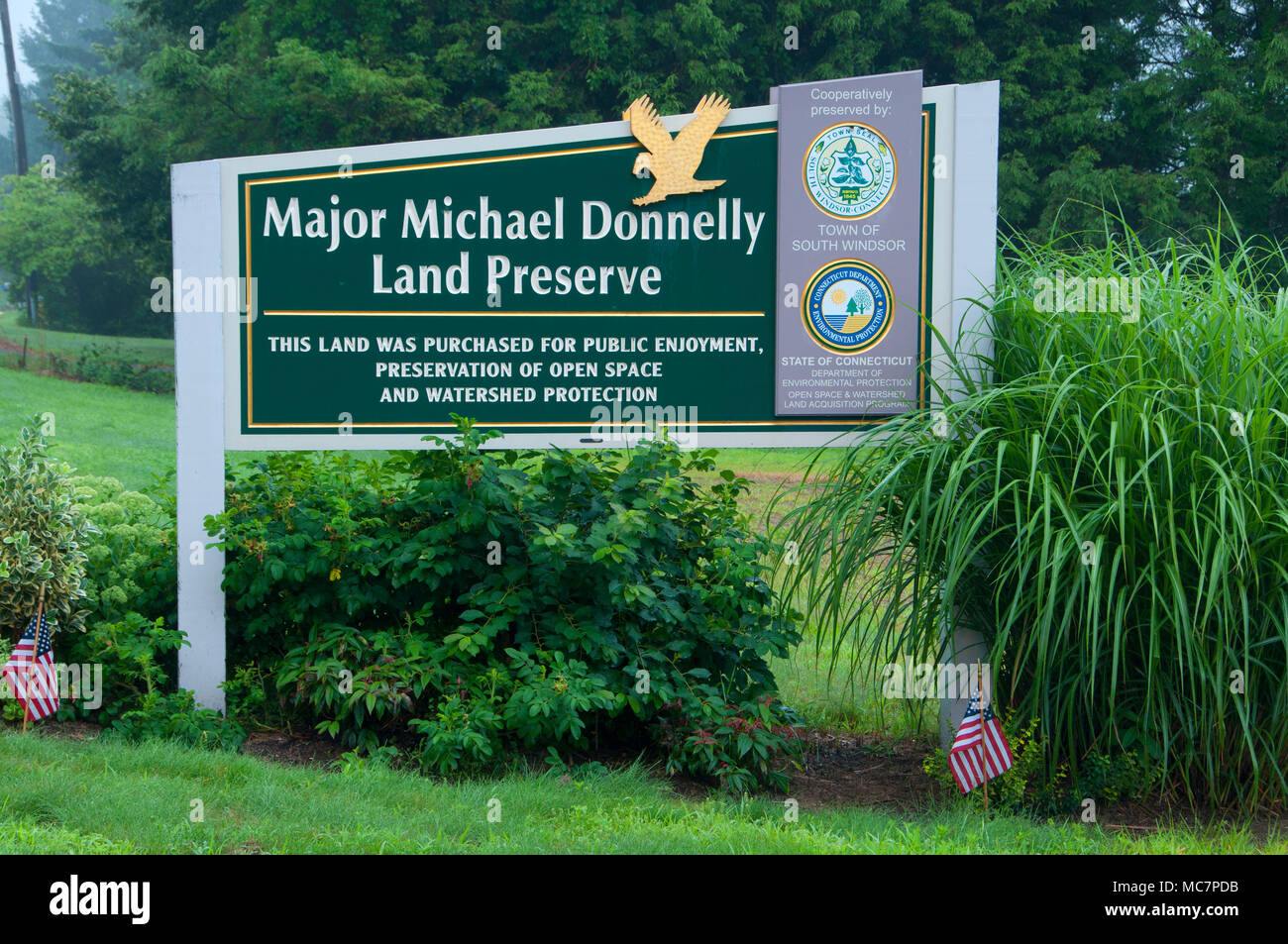 Entrance sign, Major Michael Donnelly Land Preserve, South Windsor