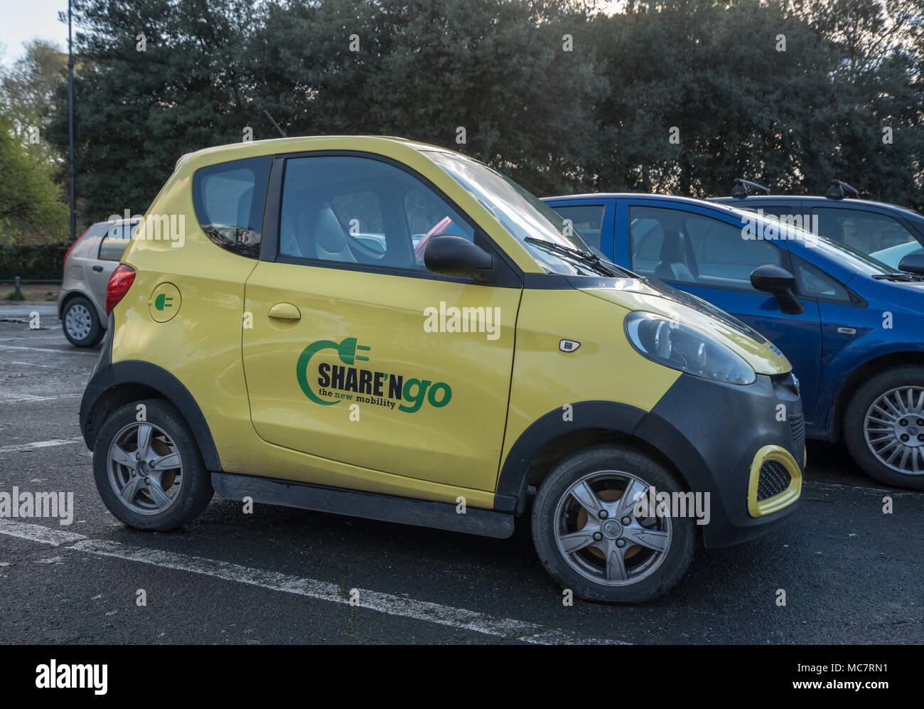 Multicity electric car sharing vehicle in Rome Stock Photo