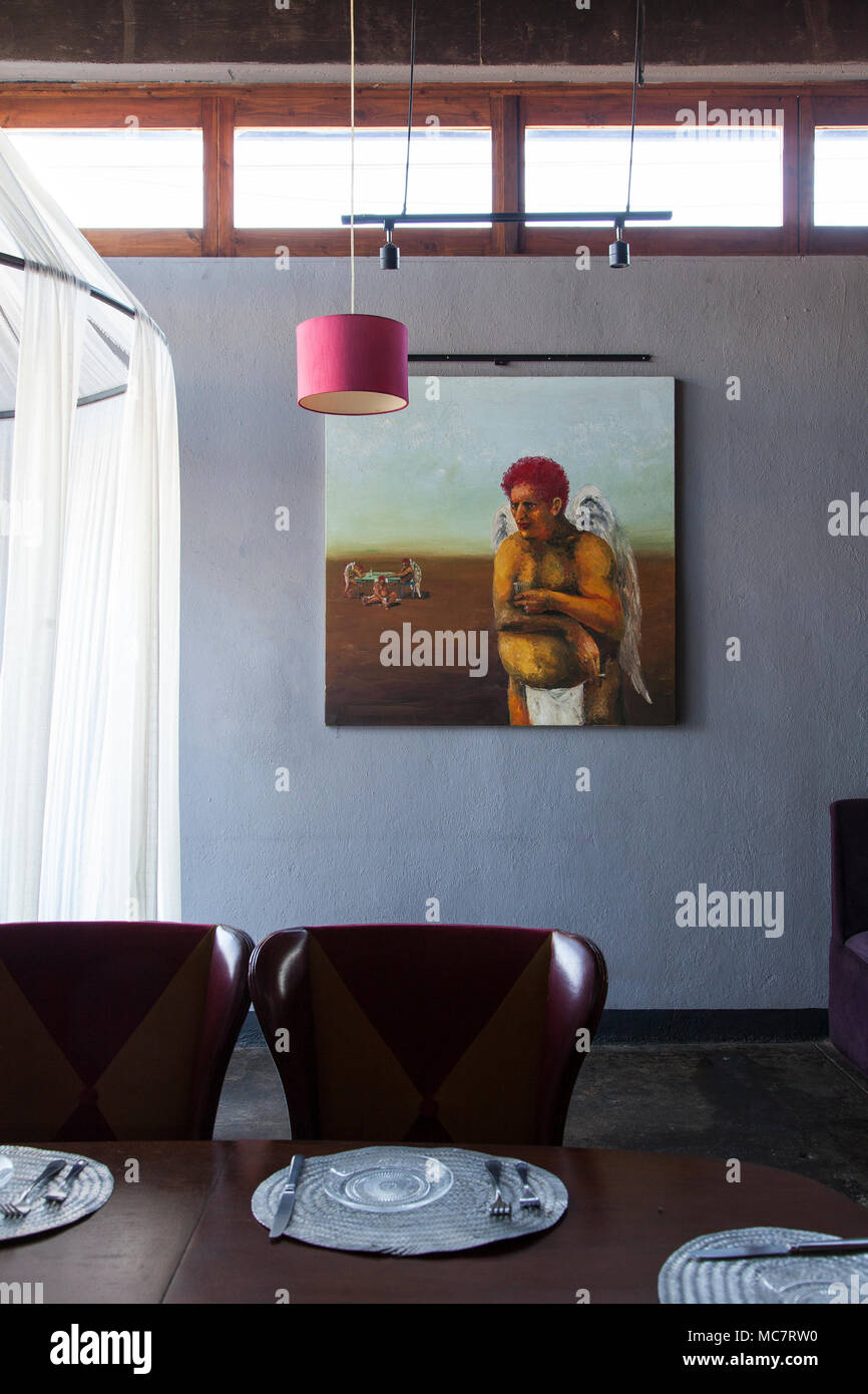 Dining room Manzanilla, Ensenada, Baja California, Mexico Stock Photo