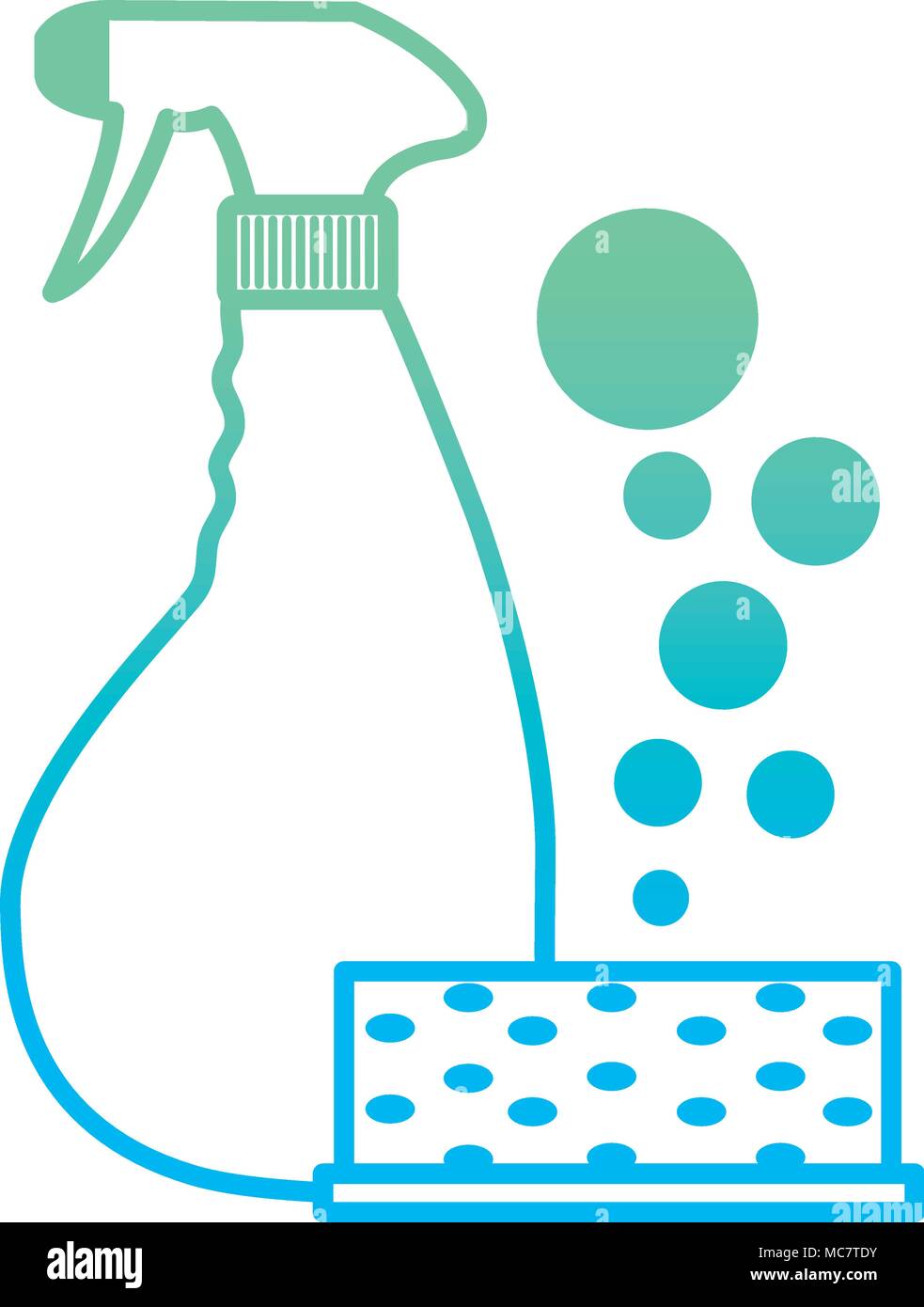 degraded line scouring pad with detergent and splash bottle Stock