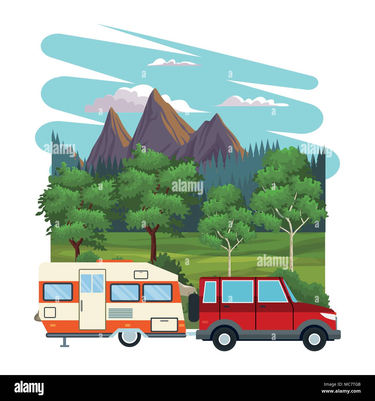 Caravan at landscape Stock Vector Image & Art - Alamy