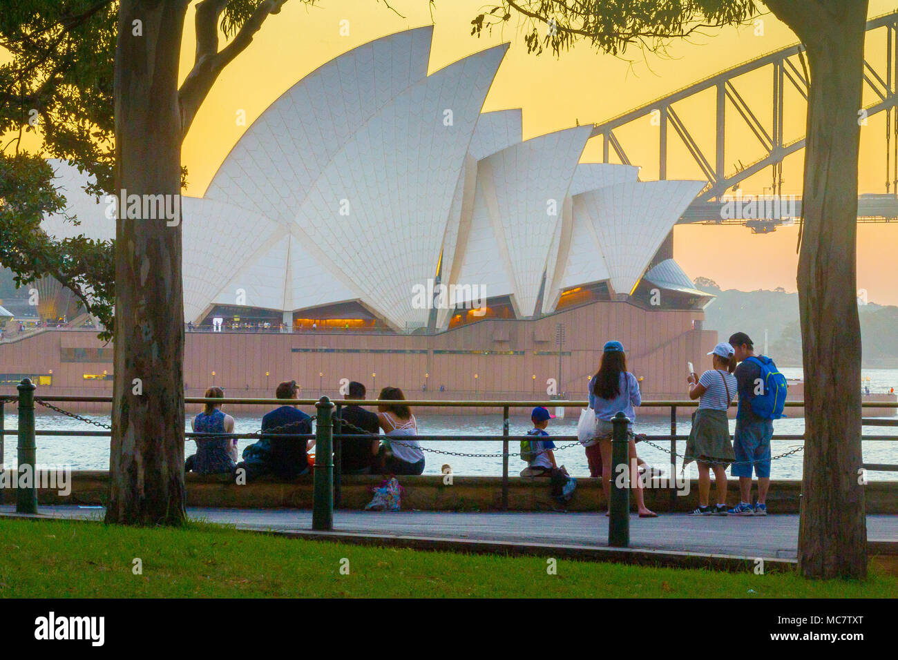 Sydney Opera House and Sydney Harbour Bridge in Australia, seen from ...