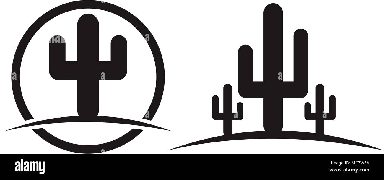 Cactus Logo Template Set Stock Vector