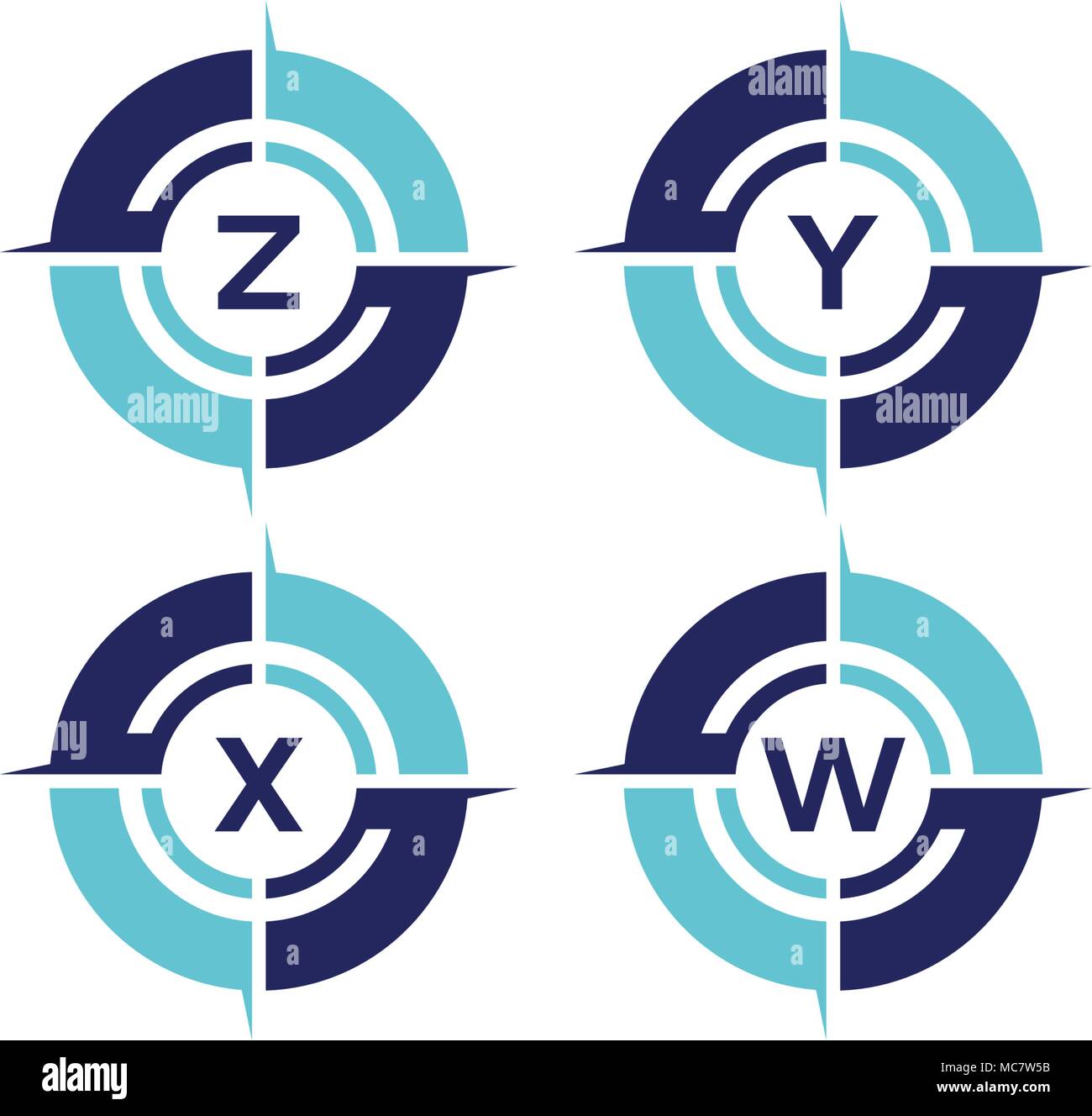 Compass Guide Solutions Template Set Stock Vector