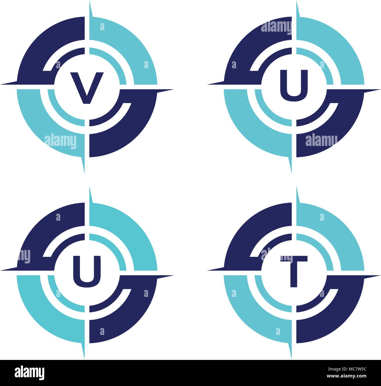 Compass Guide Solutions Template Set Stock Vector