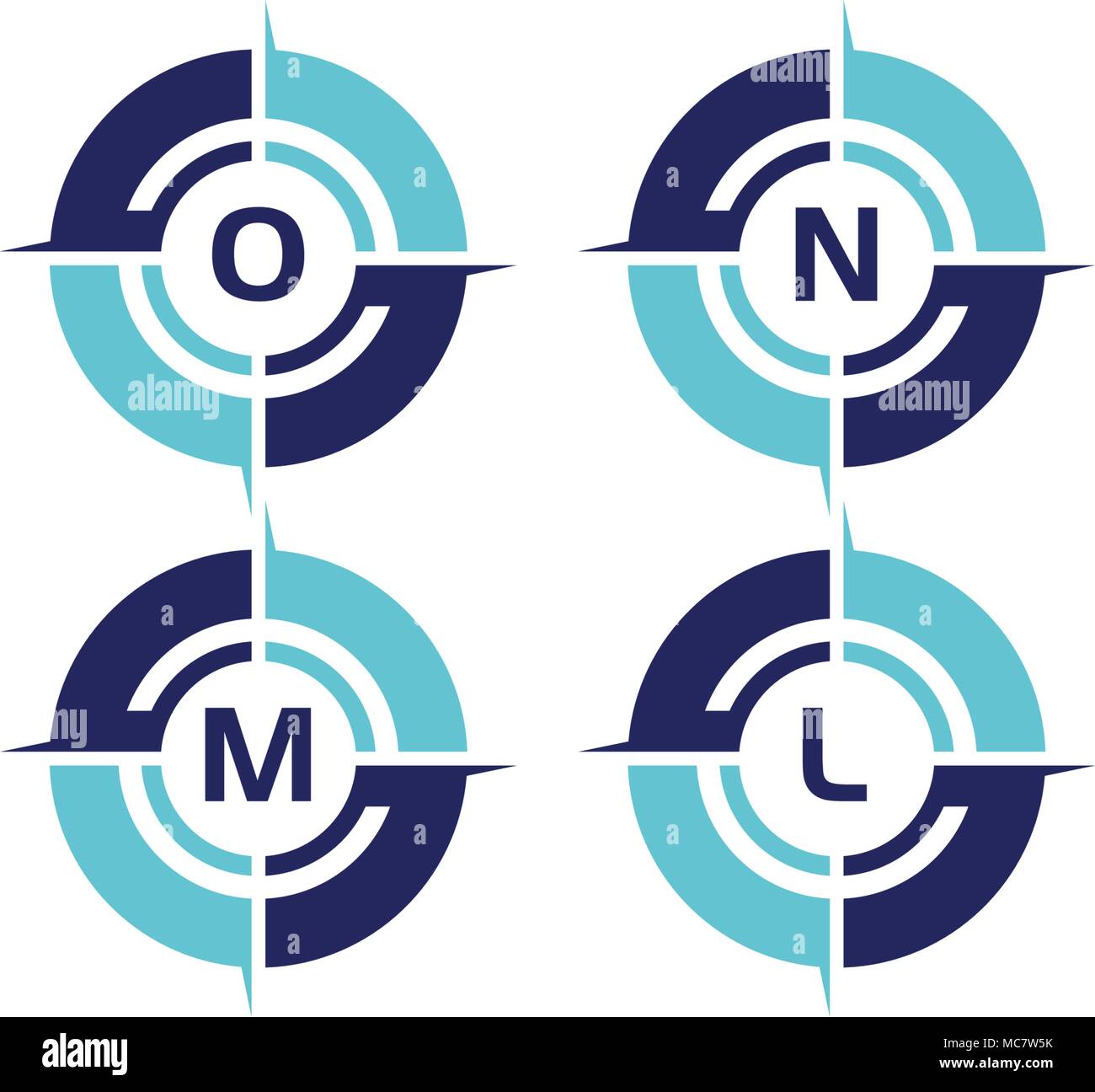 Compass Guide Solutions Template Set Stock Vector
