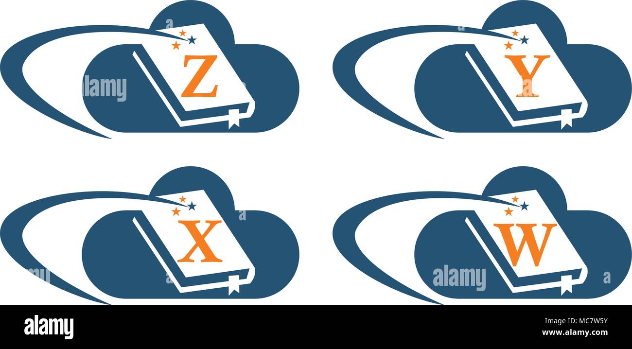 Cloud E book Solutions Template Set Stock Vector
