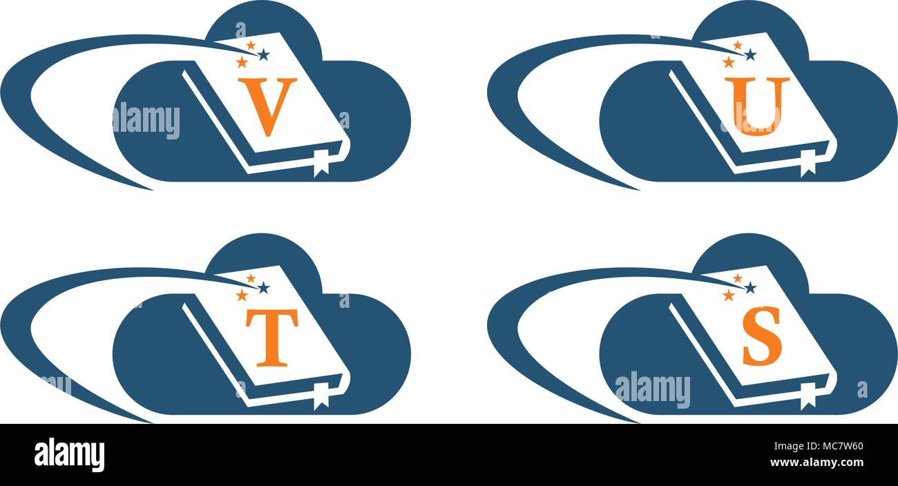 Cloud E book Solutions Template Set Stock Vector