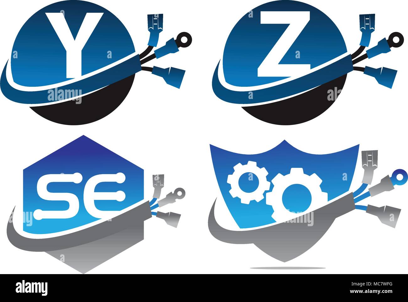 Global Electricity Template Set Stock Vector