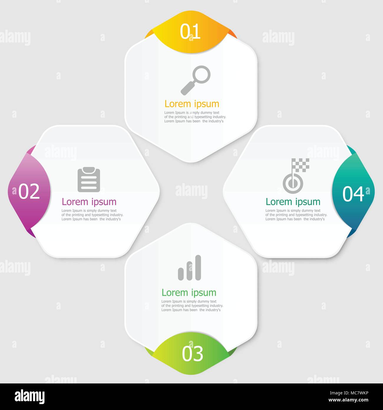 illustration of hexagon infographic elements layout 4 steps vector ...