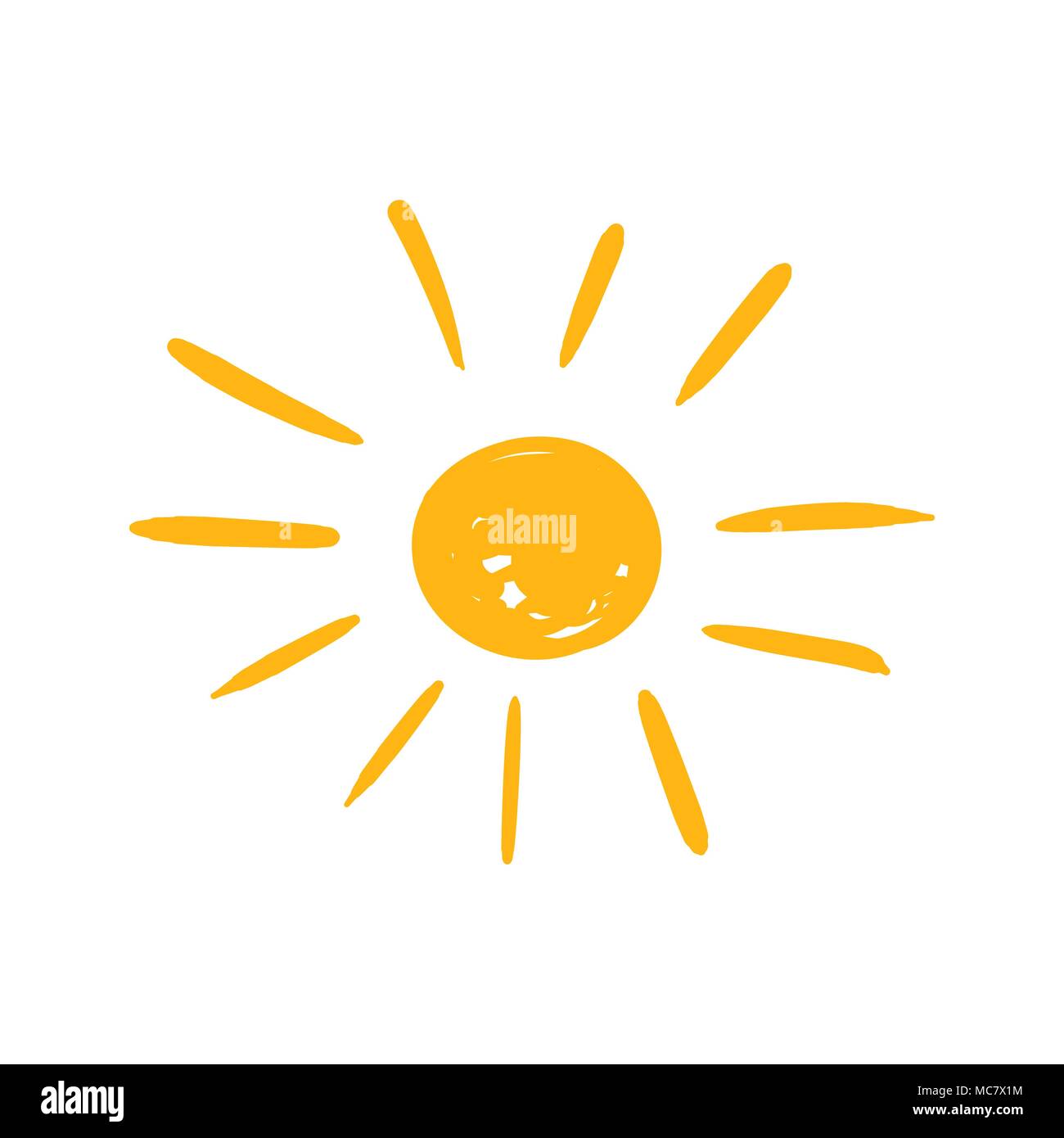 Hand drawn sun vector icon. Sun sketch doodle illustration. Handdrawn sunshine concept. Stock Vector