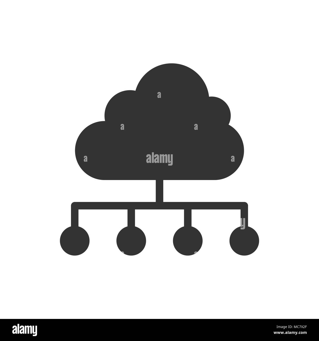Cloud computing technology vector icon in flat style. Laptop screen on ...