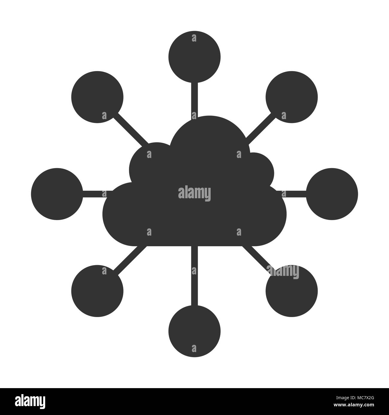 Cloud computing technology vector icon in flat style. Laptop screen on ...