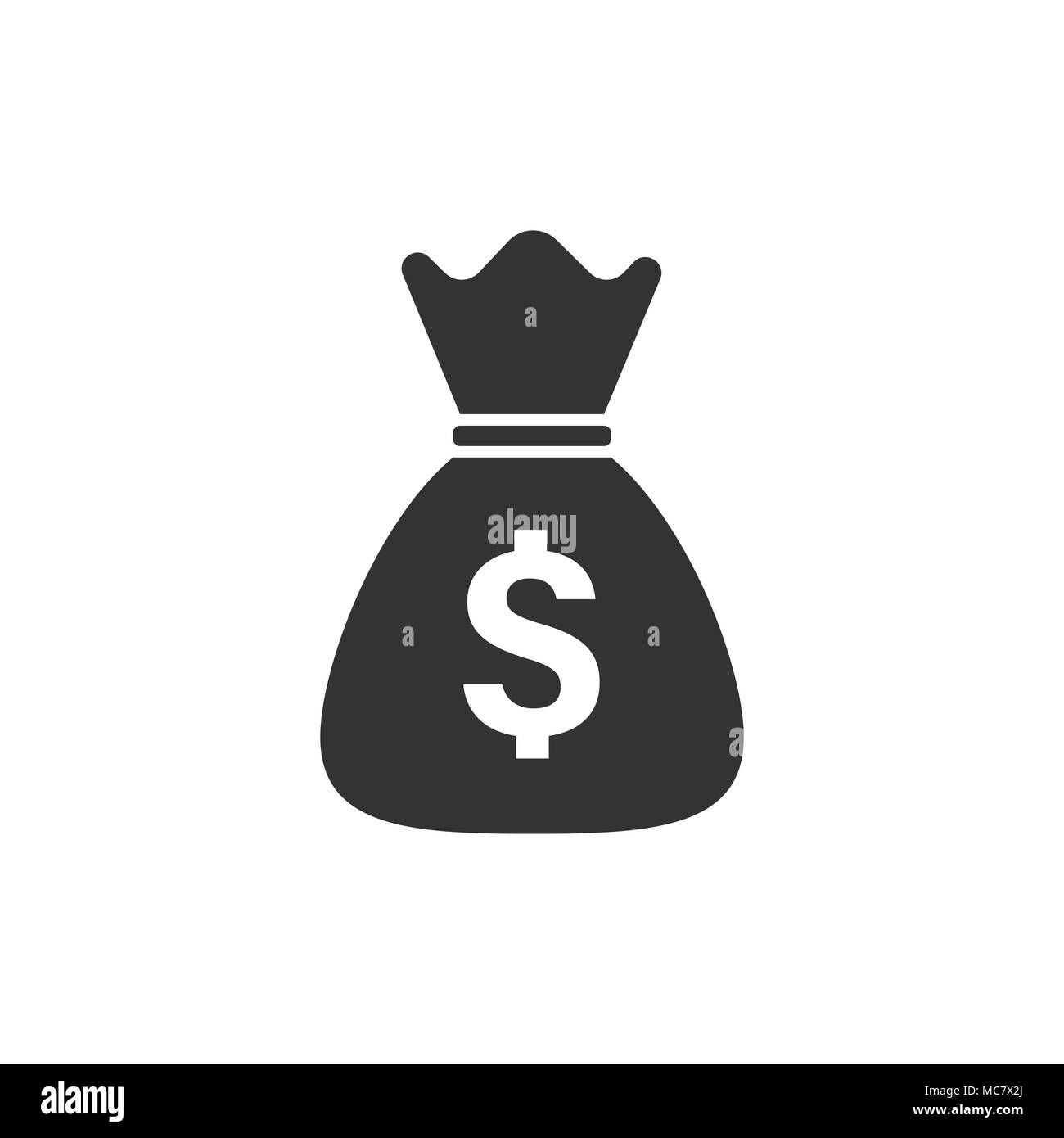Money bag vector icon in flat style. Moneybag with dollar sign ...