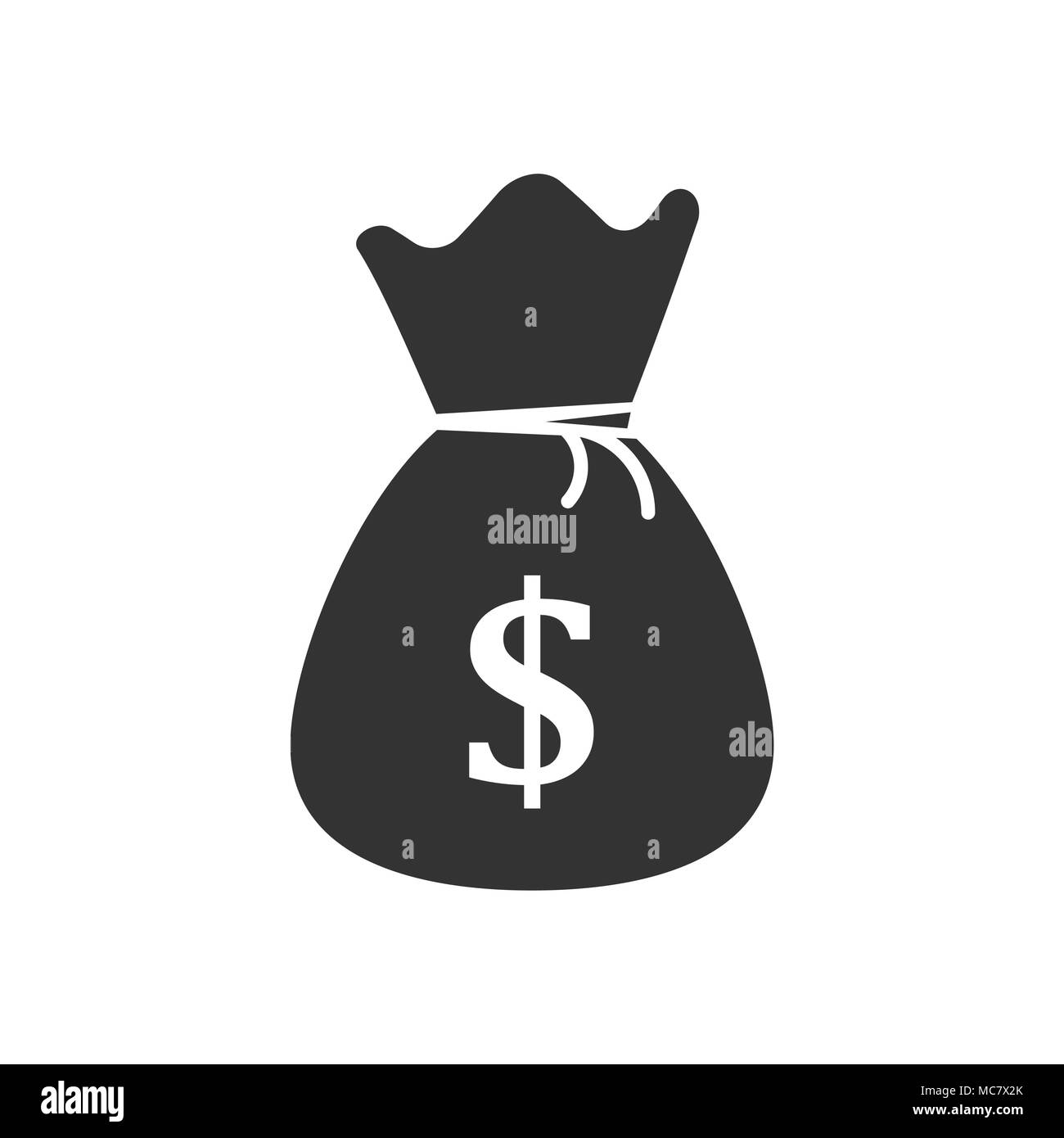 Money bag vector icon in flat style. Moneybag with dollar sign ...