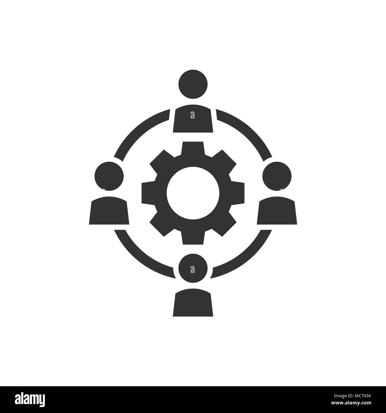 Outsourcing business collaboration vector icon in flat style. People cooperation illustration on white isolated background. Teamwork business concept. Stock Vector