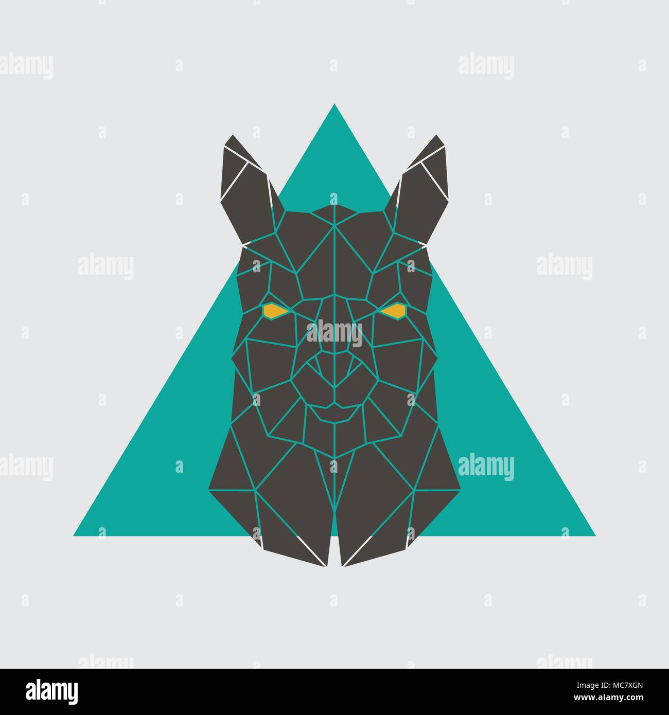 Polygonal head of Alpaca. Geometrical farm animal. Vector illustration. Stock Vector
