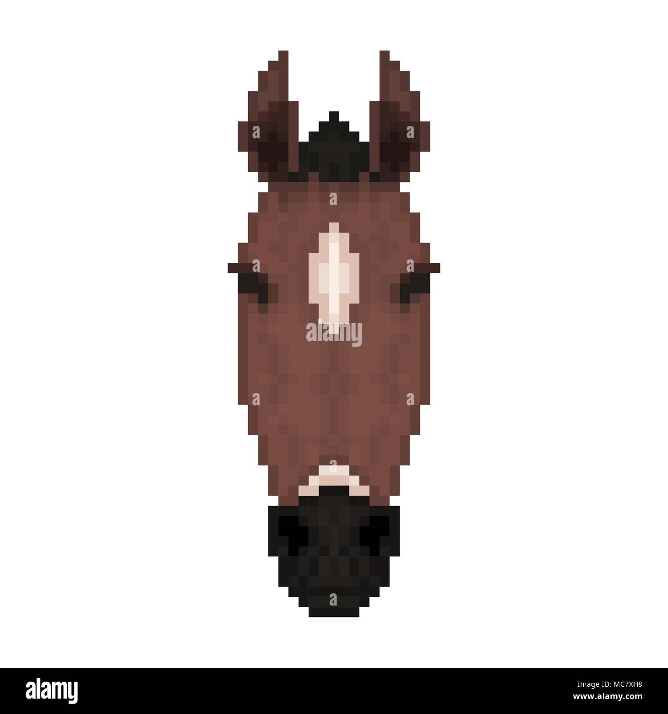 Horse head in pixel art style. Vector illustration. Stock Vector