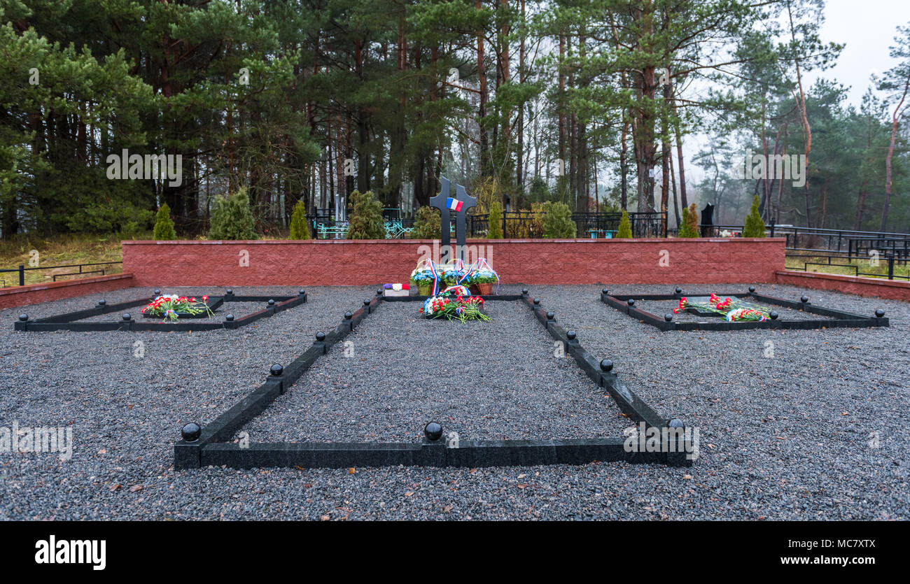 French cemetery in Studienka, Belarus (berezina river ) 26-11-2017 Stock Photo