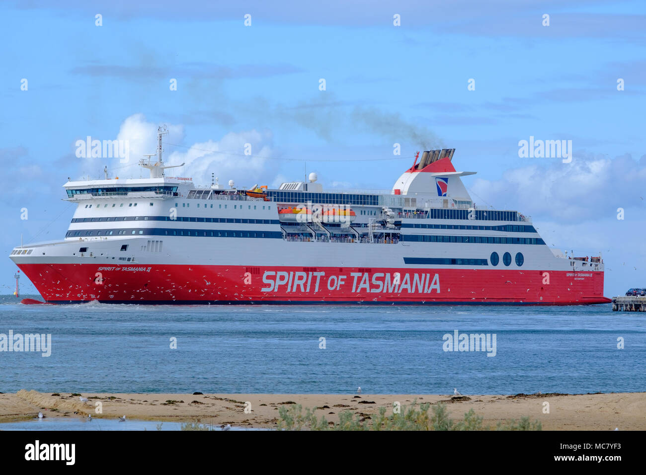 Spirit of Tasmania departing Station Pier, Port of Melbourne, Australia Stock Photo
