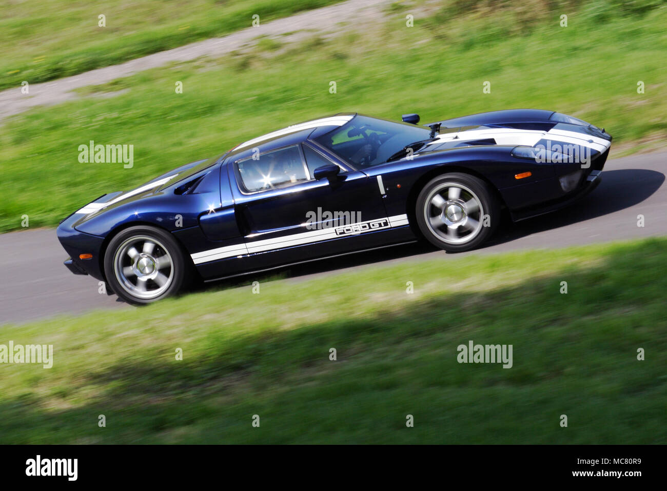 Ford GT supercar hypercar driving fast Stock Photo