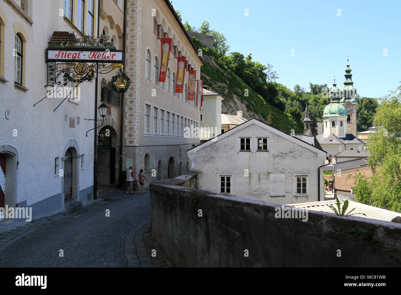 The "Stiegl Keller", an old brewery, exclusive, high above the roofs of