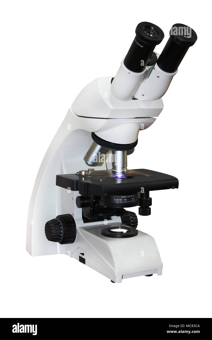 Professional medical laboratory microscope isolated on white background Stock Photo Alamy