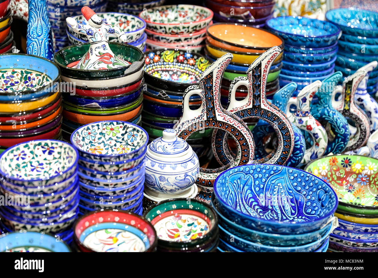 Turkish Ceramics in Grand Bazaar, Istanbul City, Turkey Stock Photo - Alamy
