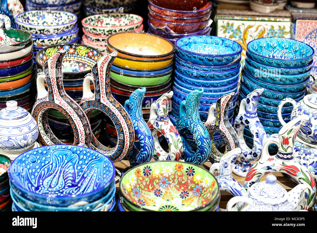Turkish Ceramics in Grand Bazaar, Istanbul City, Turkey Stock Photo - Alamy