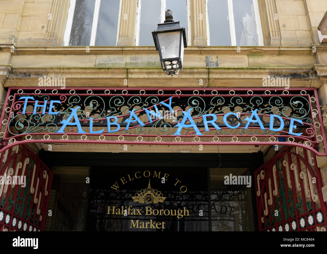 The Albany arcade in the borough market in Halifax west yorkshire Stock