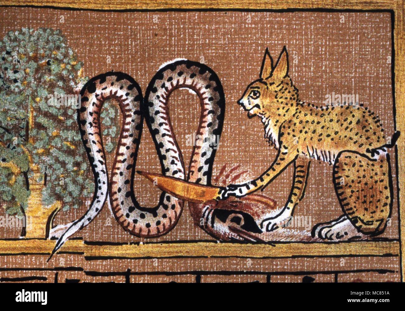 The original serpent of demonic lore - Apep, a spirit of darkness. From the lithographic copy of the papyrus of Hunefer, in Wallis Budge's 'The Egyptian Book of the Dead.' Stock Photo