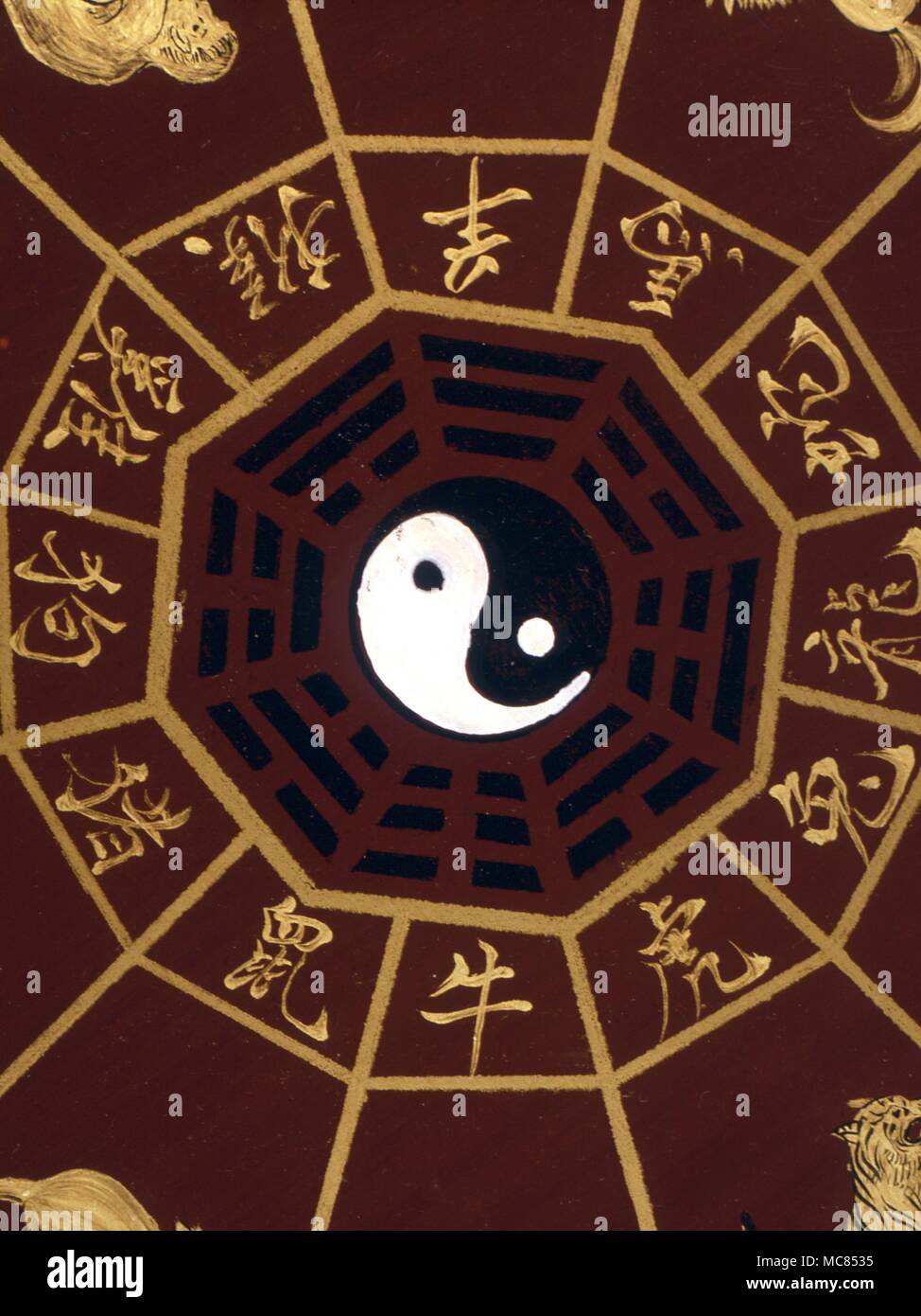 Chinese Mythology Yin yang the Tai Chi or Yin Yang disk in the centre ...