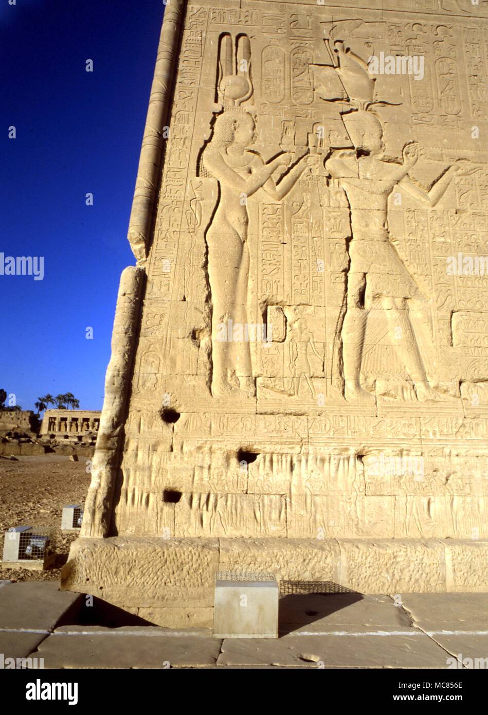 Egyptian astrology. Denderah. The Temple of Hathor Denderah, which contains a multitude of astrological planetary and zodiacal symbols Stock Photo