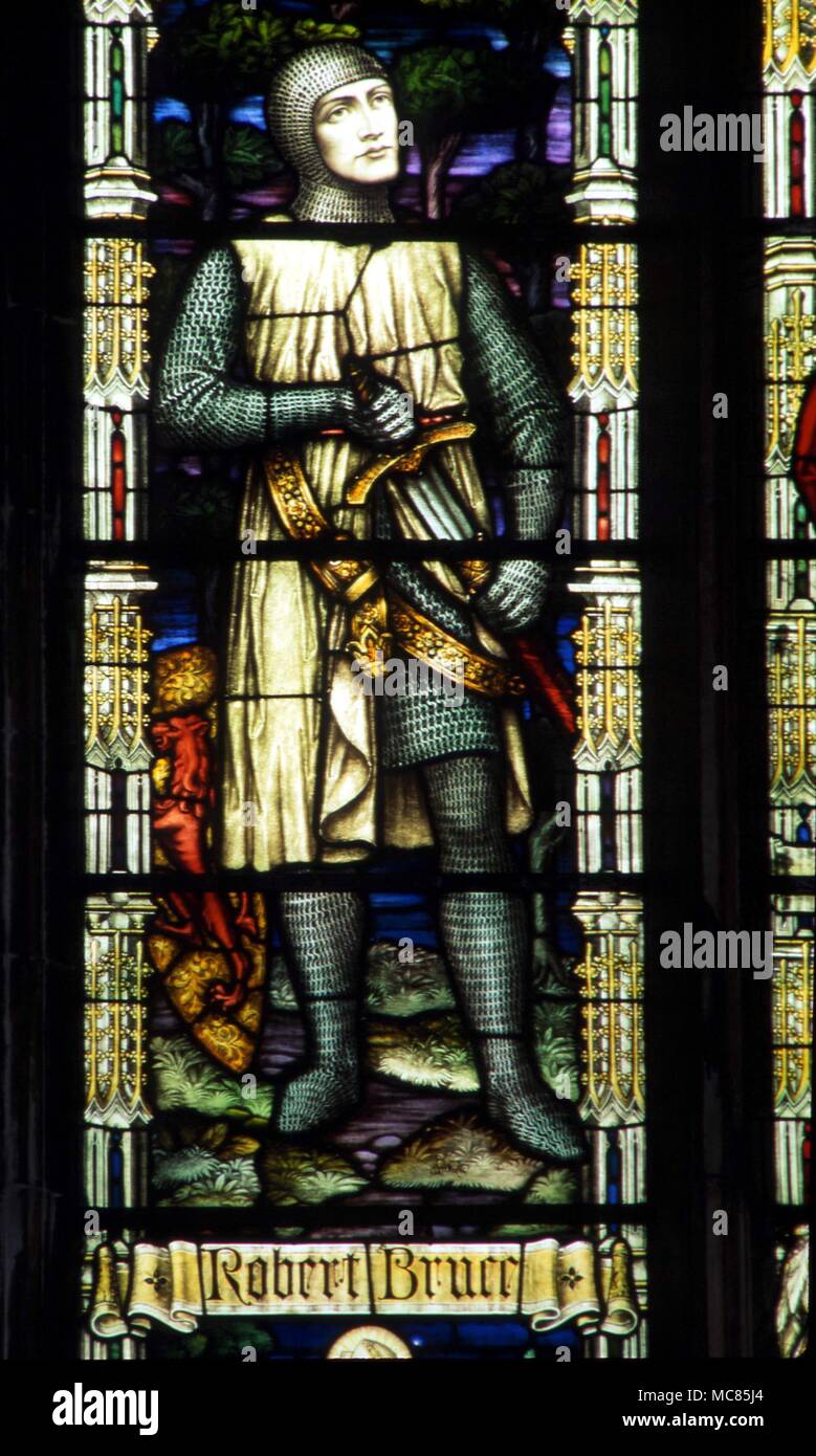 Robert Bruce of Scotland. Stained glass in the north wall of St. Margaret's Church, Kings Lynn. Stock Photo