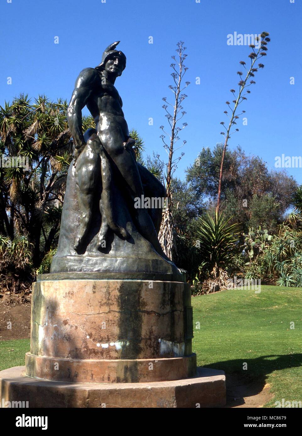 NORTH AMERICAN INDIAN Statue to an Indian in the gardens of the Junipero Serra museum, San Diego Stock Photo