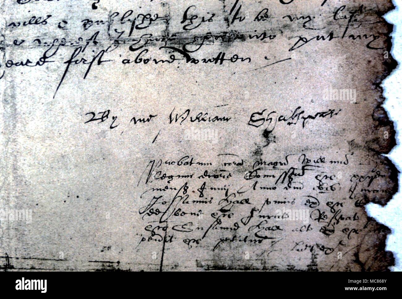 SHAKESPEARE Shakespear's will, written in his own hand, and signed Williamd Shakespeare, dated January 1616 Stock Photo