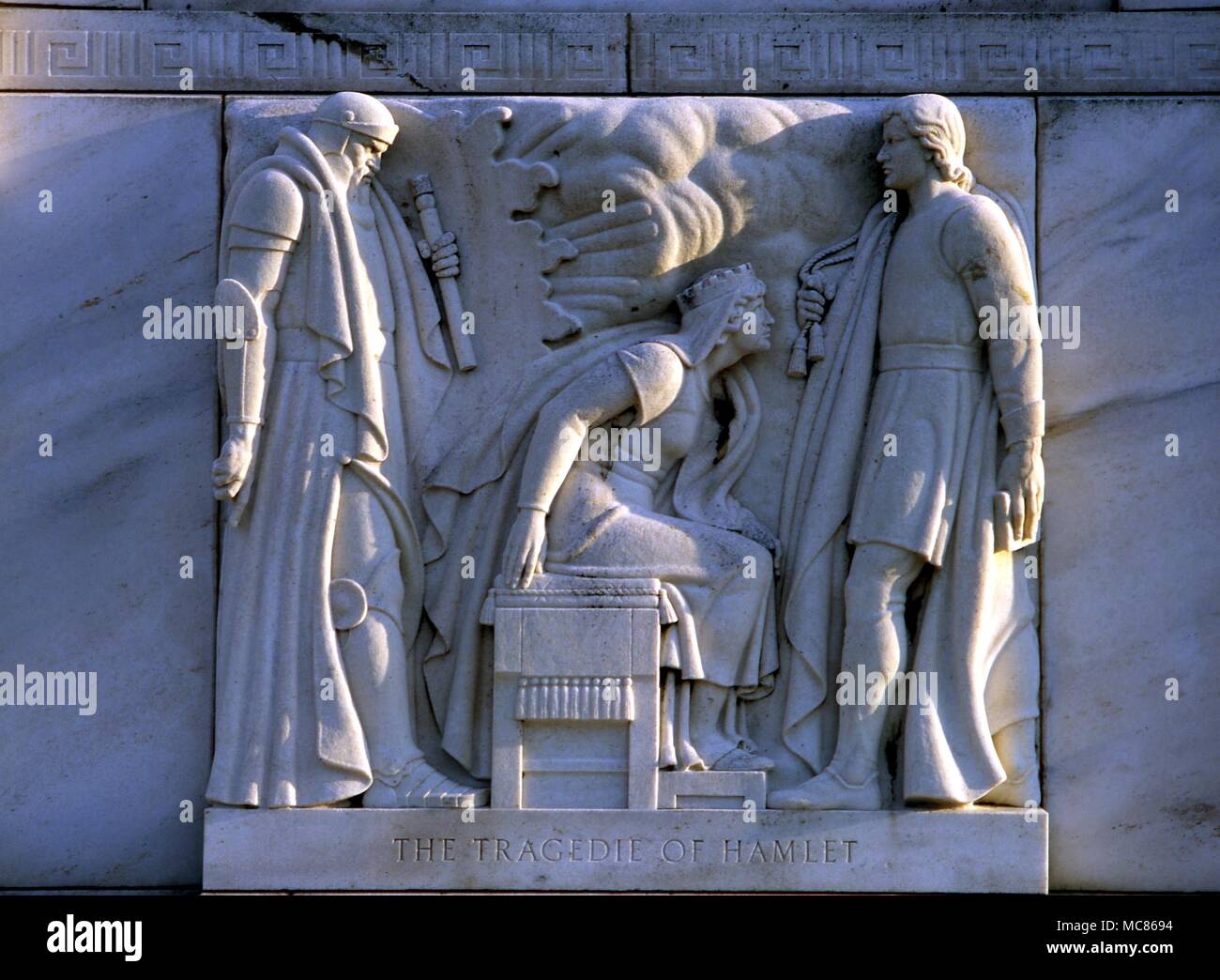 SHAKESPEARE The ghost scene from Hamlet. Bas relief on the northern facade of the Folger