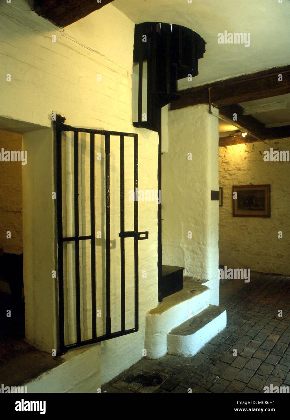 Torture - prison The cells in the Guildhall (Boston) where the leaders of the abortive attempt to escape England for Holland were imprisoned for a month, in 1607 Stock Photo