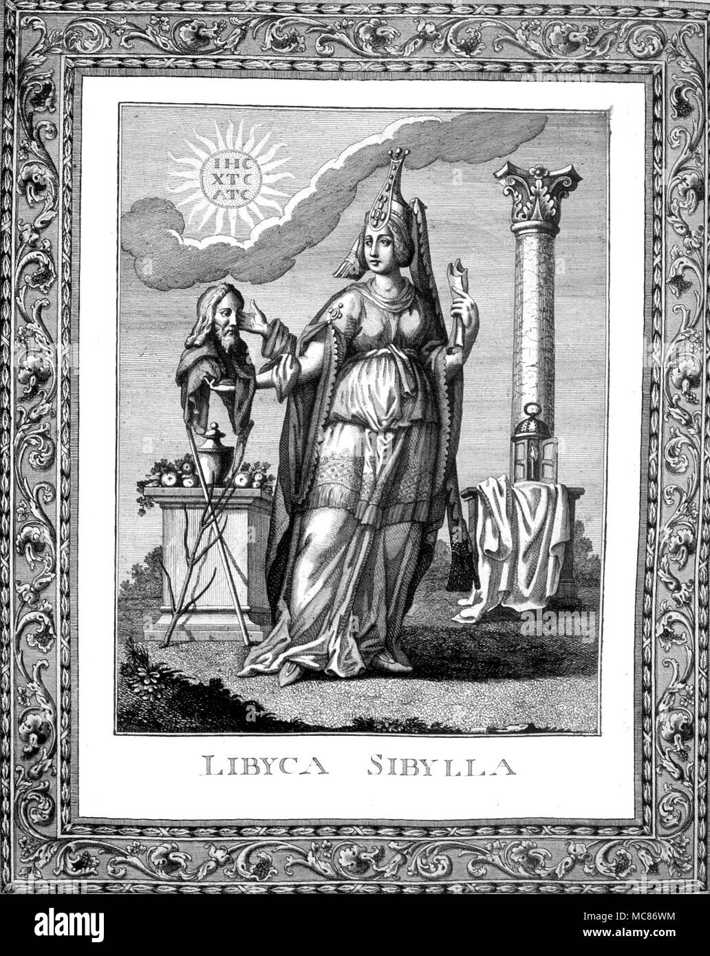 PREDICTIONS AND PROPHECY The Libyan Sybil. From the 1972 Venetian edition, with engravings based on the designs of Jacopo Guarana's Oracoli, Auguri, Aruspici, Sibille, indovinia della Religione Pagana Stock Photo