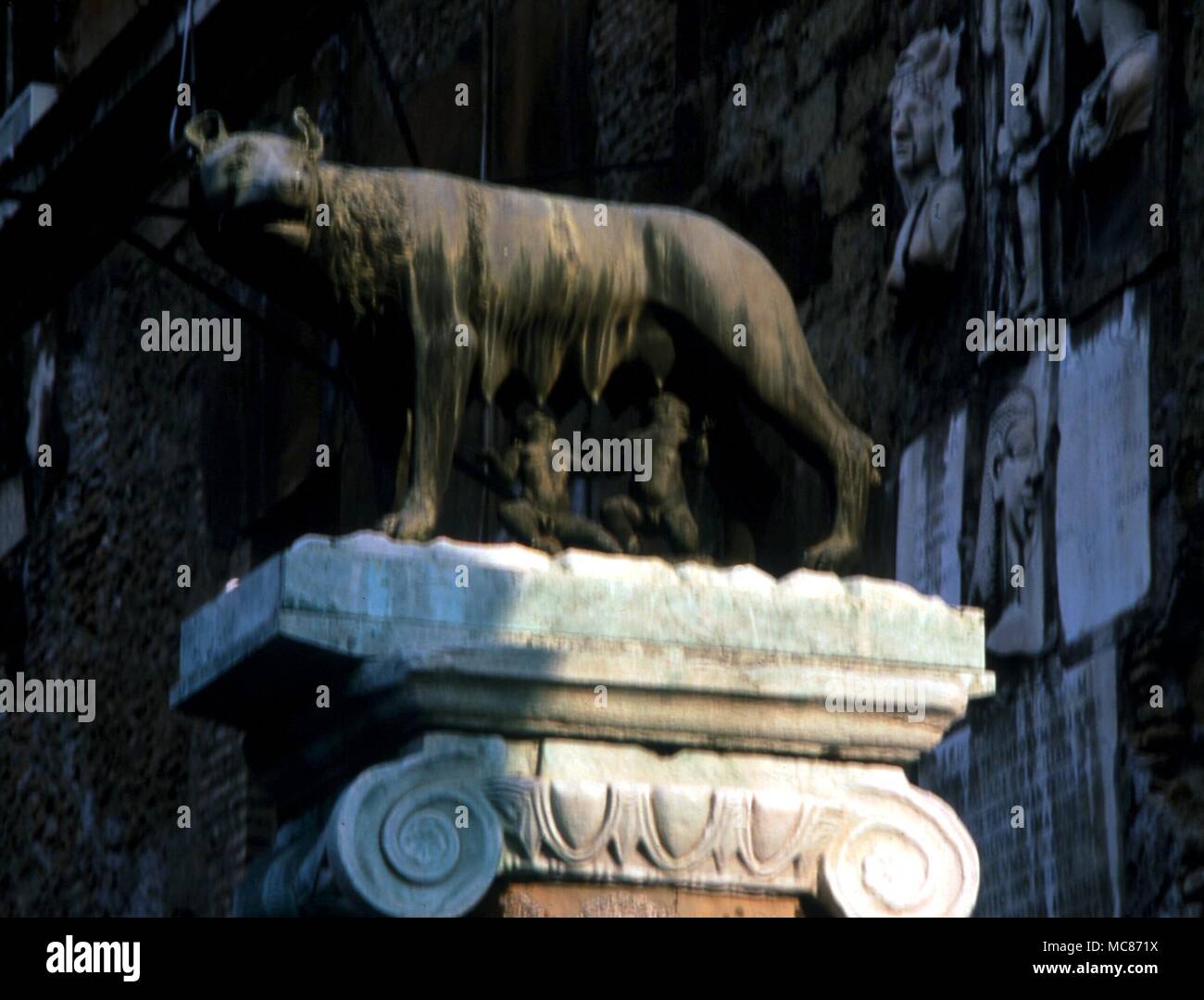The wolf suckling Romulus and Remus, statue on the Campidoglia, Rome Stock Photo