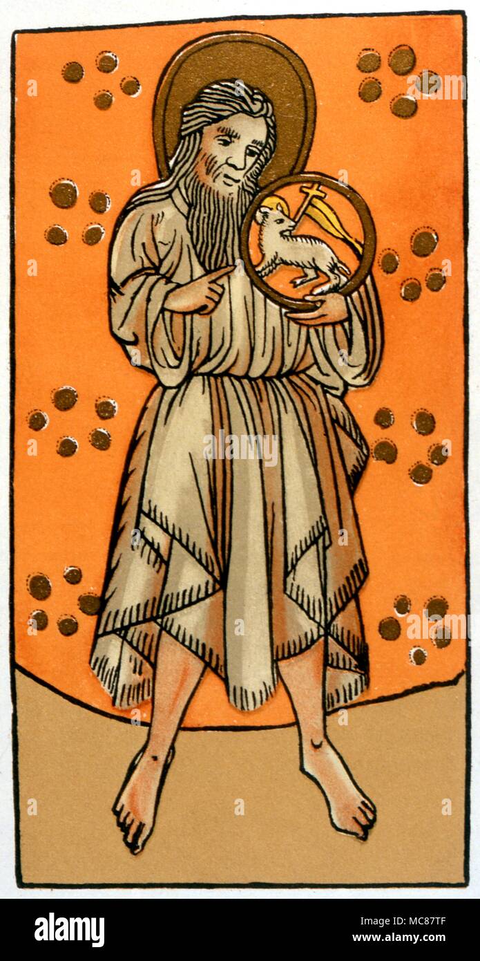 Christian St John the Baptist Image of Saint John the Baptist said to be one of a number of playing cards used in a Germany Monastery in the mid 15th century. From C P Hargrave A History of Playing Cards 1930 Stock Photo