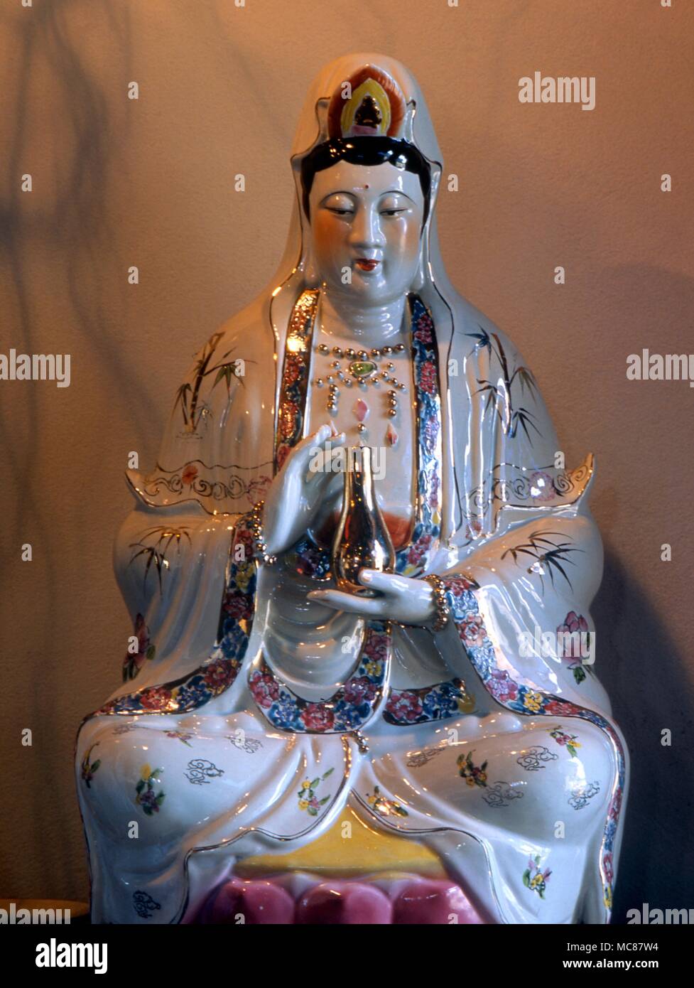 Chinese Mythology Kuan Yin the goddess of Mercy and compassion. Porcelain in private collection Sydney Australia Stock Photo