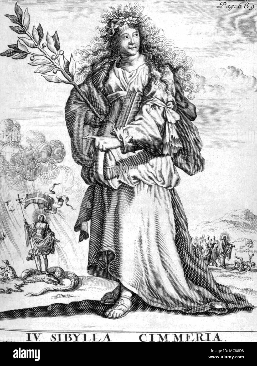 PREDICTIONS AND PROPHECY The Sibyl of Cimmeria from the 1685 Amsterdam edition of 'Spiegel der Sibyllen' Stock Photo