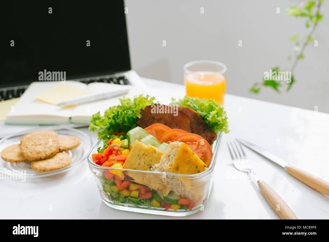 Food in the office. Healthy lunch for work Stock Photo - Alamy