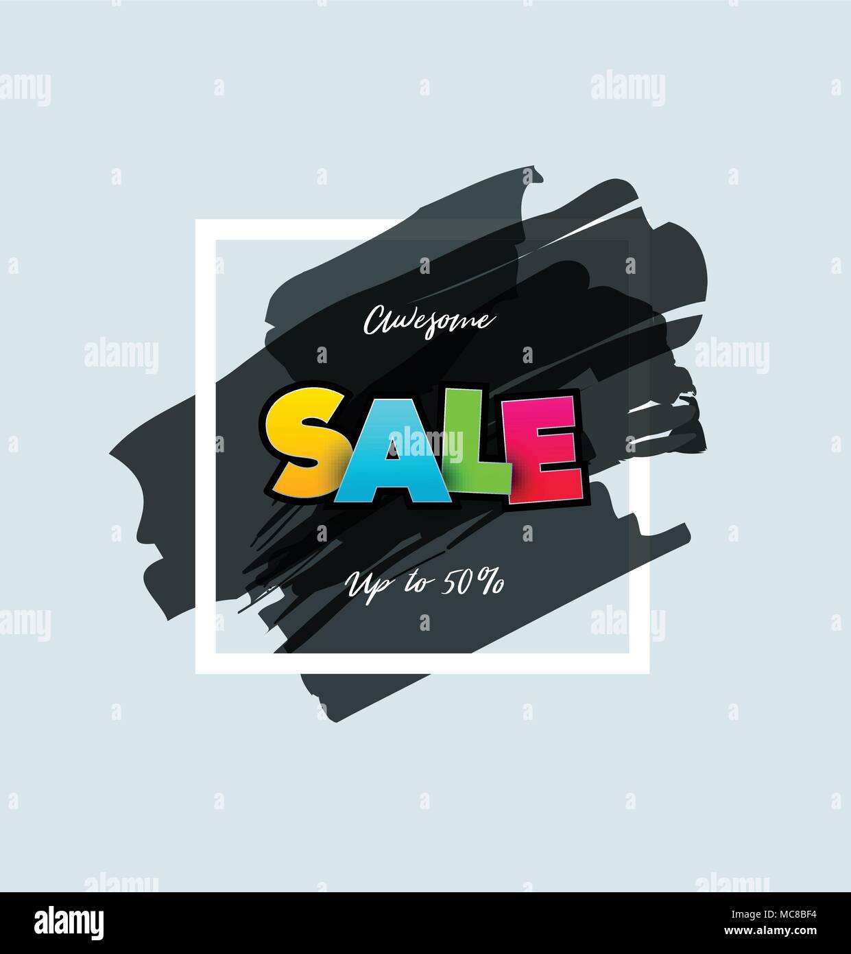 Sale Artistic Banner Template Design On Black Sketch Background