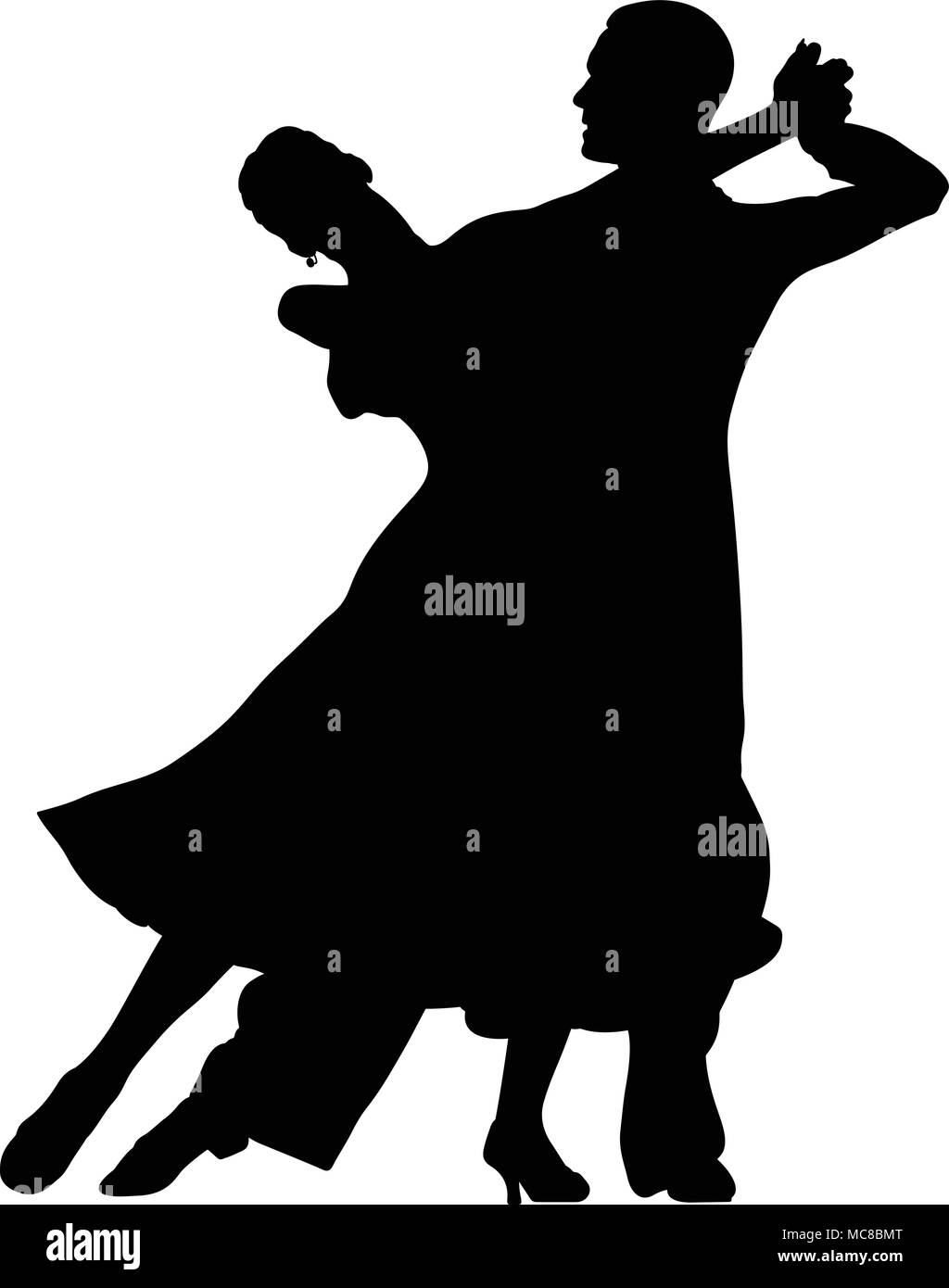 Ballroom Dancing Black Silhouette Pair Women And Men Dancer